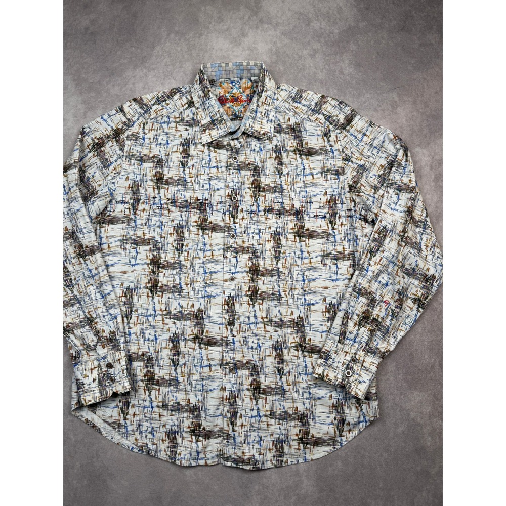 Robert Graham Classic Fit Men L Abstract Brushstroke Multi Color Button Shirt